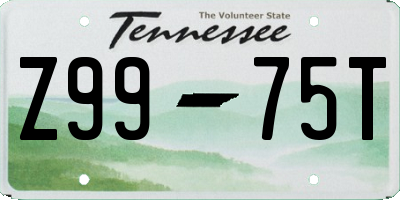 TN license plate Z9975T