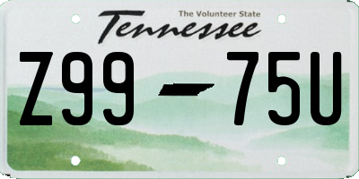 TN license plate Z9975U