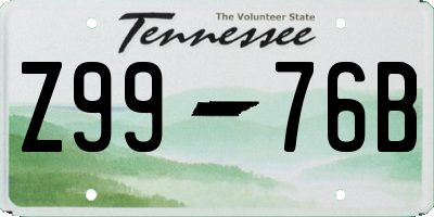 TN license plate Z9976B
