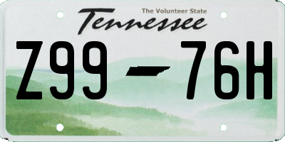 TN license plate Z9976H