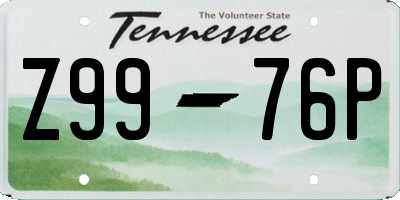 TN license plate Z9976P