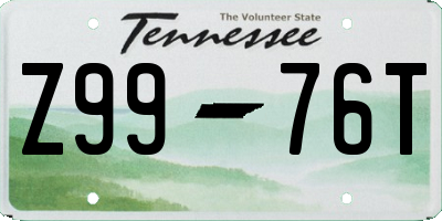 TN license plate Z9976T