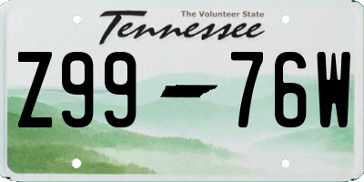 TN license plate Z9976W