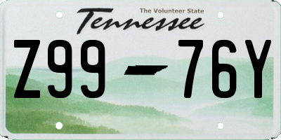 TN license plate Z9976Y