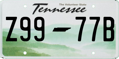 TN license plate Z9977B