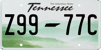 TN license plate Z9977C