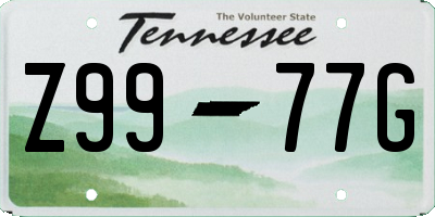 TN license plate Z9977G