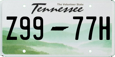 TN license plate Z9977H
