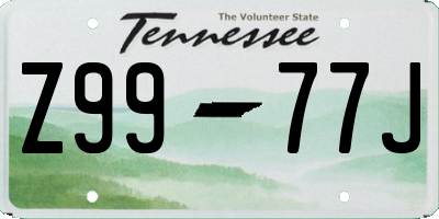 TN license plate Z9977J