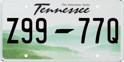 TN license plate Z9977Q