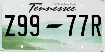 TN license plate Z9977R