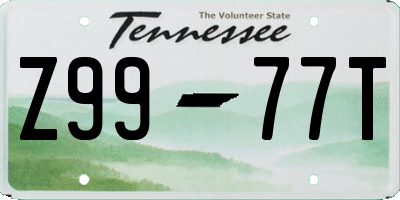 TN license plate Z9977T