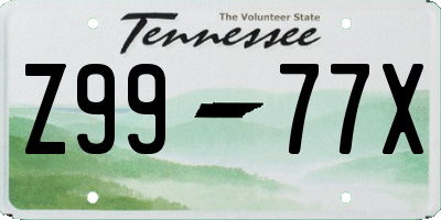 TN license plate Z9977X