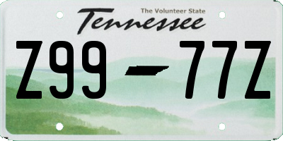 TN license plate Z9977Z