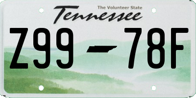 TN license plate Z9978F