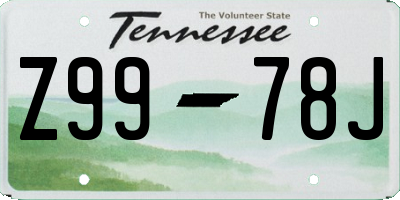 TN license plate Z9978J