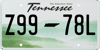 TN license plate Z9978L