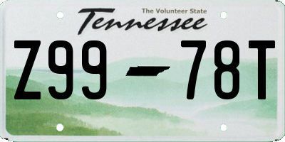 TN license plate Z9978T