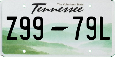 TN license plate Z9979L