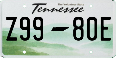 TN license plate Z9980E