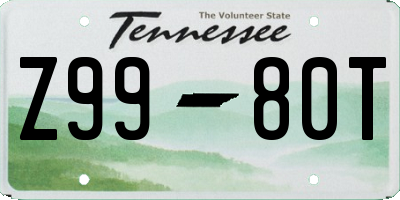 TN license plate Z9980T