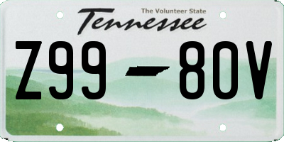 TN license plate Z9980V