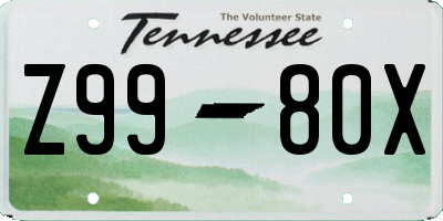 TN license plate Z9980X