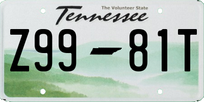 TN license plate Z9981T