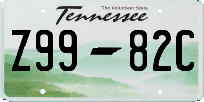 TN license plate Z9982C