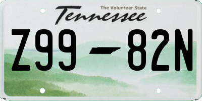 TN license plate Z9982N