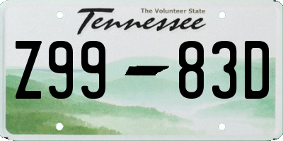 TN license plate Z9983D