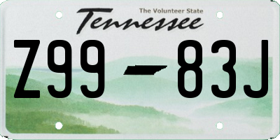 TN license plate Z9983J