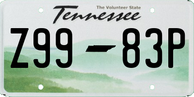 TN license plate Z9983P