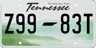 TN license plate Z9983T