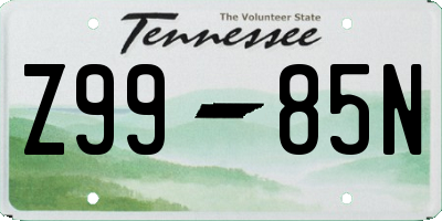 TN license plate Z9985N