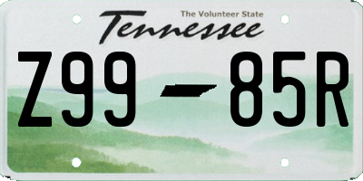 TN license plate Z9985R