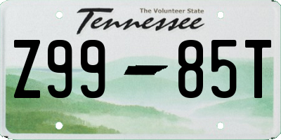 TN license plate Z9985T