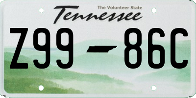 TN license plate Z9986C