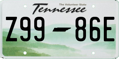 TN license plate Z9986E
