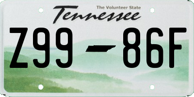 TN license plate Z9986F