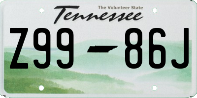 TN license plate Z9986J