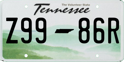 TN license plate Z9986R