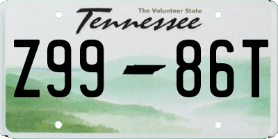 TN license plate Z9986T