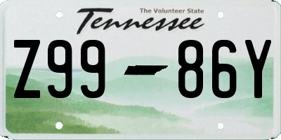 TN license plate Z9986Y