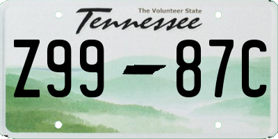 TN license plate Z9987C
