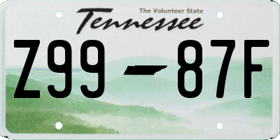 TN license plate Z9987F