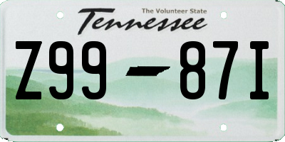 TN license plate Z9987I