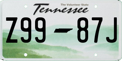 TN license plate Z9987J