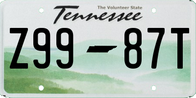 TN license plate Z9987T