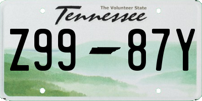 TN license plate Z9987Y